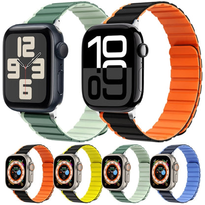 Rynx | For Apple Watch Series 6 44mm ZGA Two-Color Magnetic Silicone Watch Band (Black+Orange)