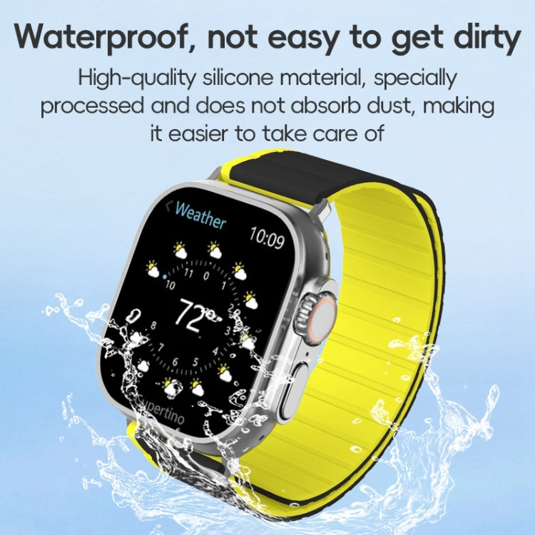 Rynx | For Apple Watch Series 6 44mm ZGA Two-Color Magnetic Silicone Watch Band (Black+Orange)