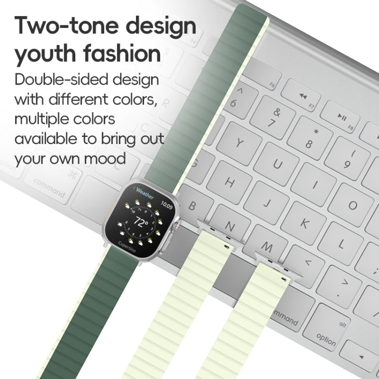 Rynx | For Apple Watch Series 6 44mm ZGA Two-Color Magnetic Silicone Watch Band (Black+Orange)