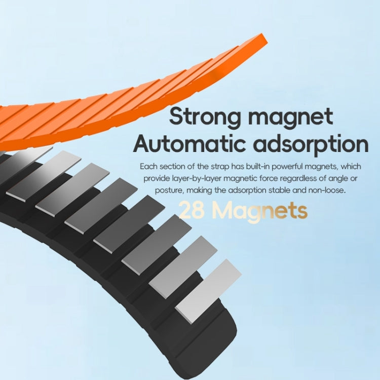 Rynx | For Apple Watch Series 6 44mm ZGA Two-Color Magnetic Silicone Watch Band (Black+Orange)