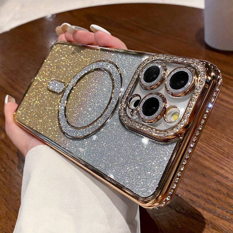 RYNX | For iPhone 16 Pro Max Diamond Gradient Glitter Plated MagSafe Phone Case(Gold)