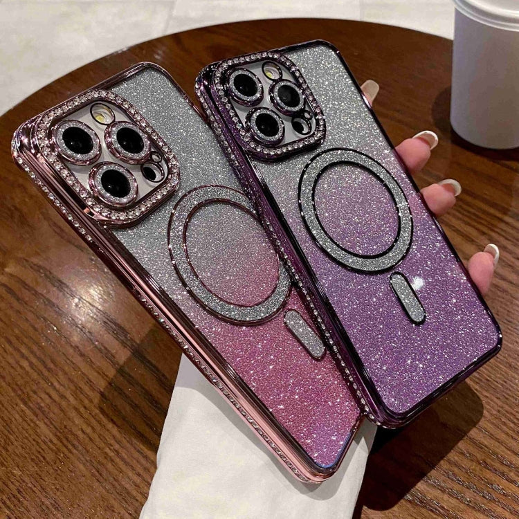 RYNX | For iPhone 16 Pro Max Diamond Gradient Glitter Plated MagSafe Phone Case(Gold)