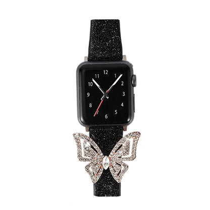 Rynx | For Apple Watch 5 & 4 44mm / 3 & 2 & 1 42mm Bow Glitter Diamond Watch Band (Black)