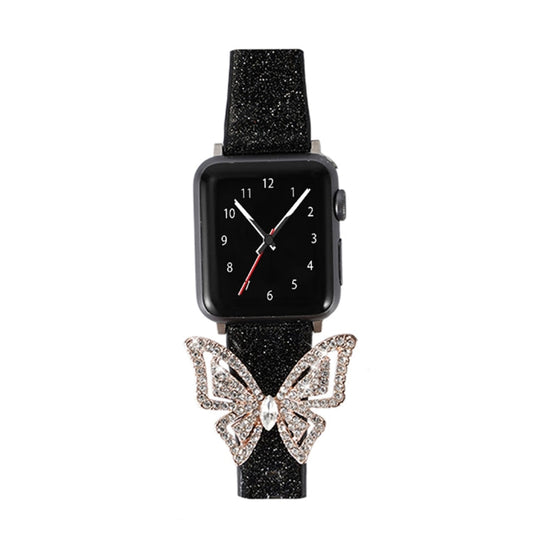 Rynx | For Apple Watch 5 & 4 44mm / 3 & 2 & 1 42mm Bow Glitter Diamond Watch Band (Black)
