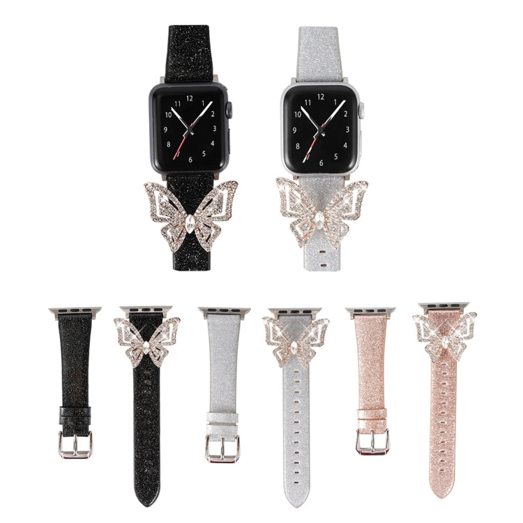 Rynx | For Apple Watch 5 & 4 44mm / 3 & 2 & 1 42mm Bow Glitter Diamond Watch Band (Black)