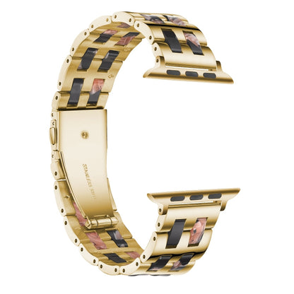 Rynx | For Apple Watch Series 8&7 41mm / SE 2&6&SE&5&4 40mm / 3&2&1 38mm Stainless Steel + Resin Watch Band (Black-Rose)