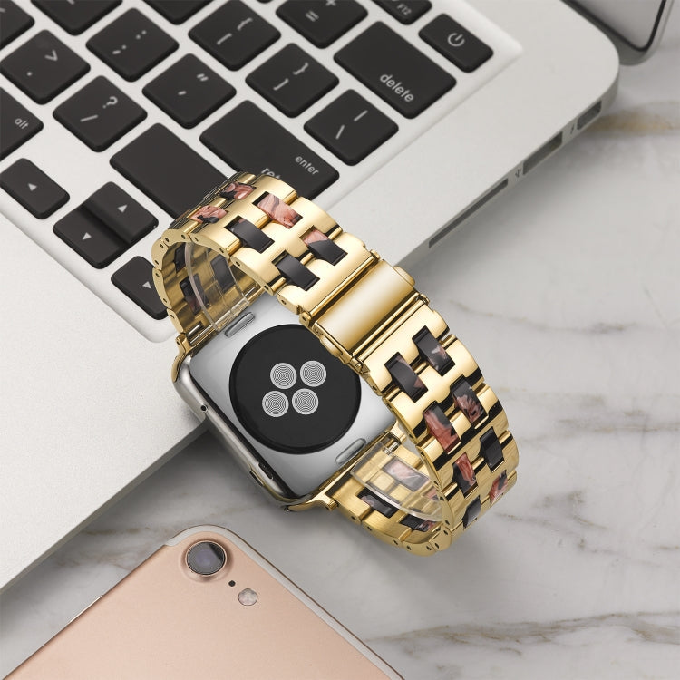 Rynx | For Apple Watch Series 8&7 41mm / SE 2&6&SE&5&4 40mm / 3&2&1 38mm Stainless Steel + Resin Watch Band (Black-Rose)
