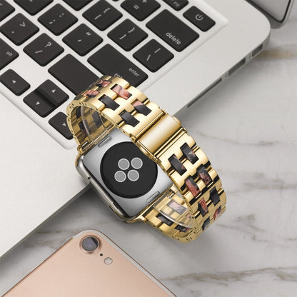 Rynx | For Apple Watch Series 8&7 41mm / SE 2&6&SE&5&4 40mm / 3&2&1 38mm Stainless Steel + Resin Watch Band (Black-Rose)