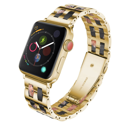 Rynx | For Apple Watch Series 8&7 41mm / SE 2&6&SE&5&4 40mm / 3&2&1 38mm Stainless Steel + Resin Watch Band (Black-Rose)