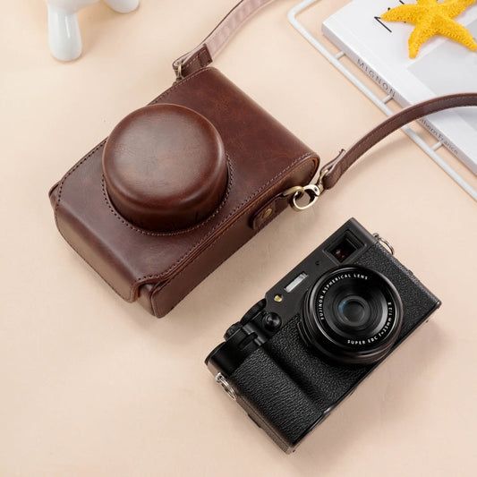 RYNX | For FUJIFILM X100VI Full Body Leather Camera Case Bag with Strap(Coffee)