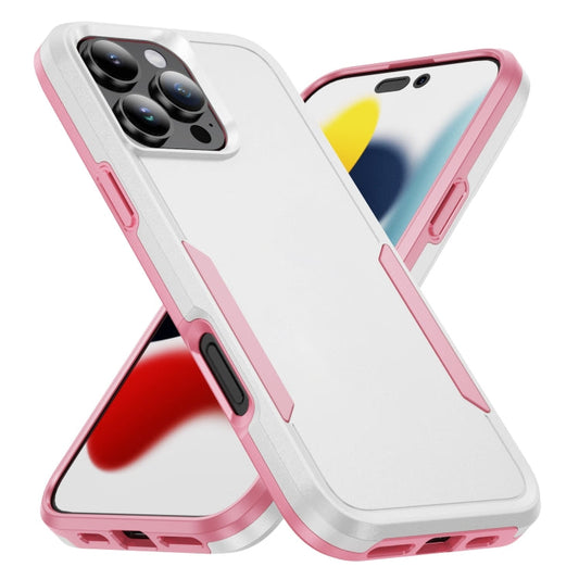 RYNX | For iPhone 16 Pro Max Pioneer Armor Heavy Duty PC + TPU Phone Case(White+Pink)