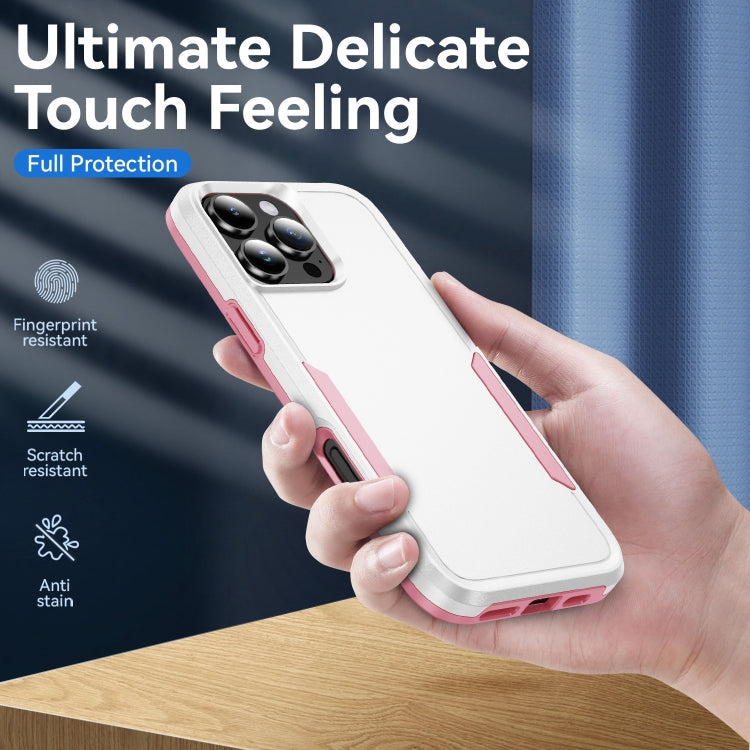 RYNX | For iPhone 16 Pro Max Pioneer Armor Heavy Duty PC + TPU Phone Case(White+Pink)