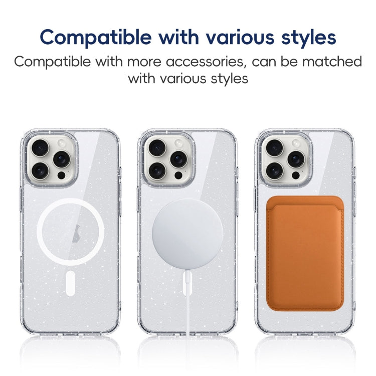 RYNX | For iPhone 16 Pro Max Glitter Powder MagSafe Magnetic Phone Case(Transparent Pink)