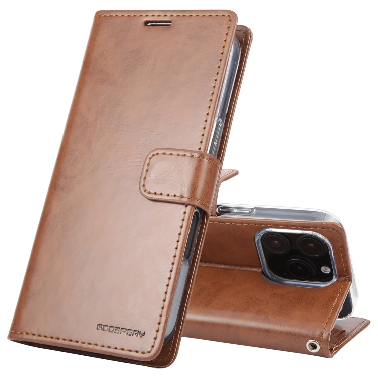 RYNX | For iPhone 16 Pro Max GOOSPERY BLUE MOON Crazy Horse Texture Leather Phone Case(Brown)