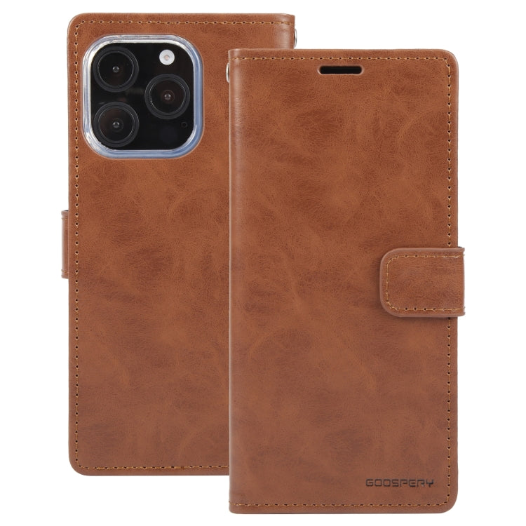 RYNX | For iPhone 16 Pro Max GOOSPERY BLUE MOON Crazy Horse Texture Leather Phone Case(Brown)