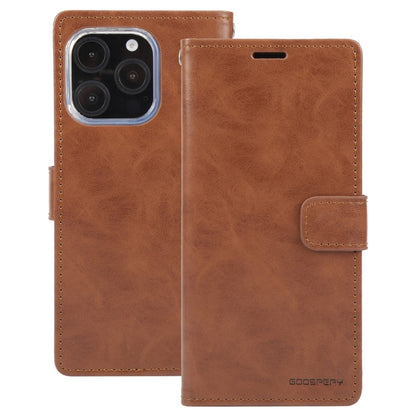 RYNX | For iPhone 16 Pro Max GOOSPERY BLUE MOON Crazy Horse Texture Leather Phone Case(Brown)