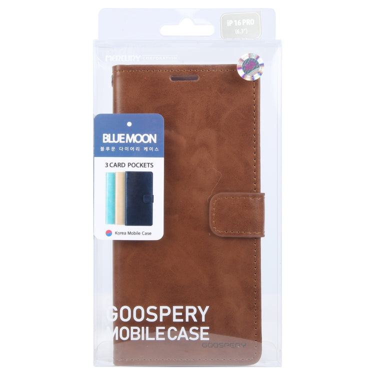 RYNX | For iPhone 16 Pro Max GOOSPERY BLUE MOON Crazy Horse Texture Leather Phone Case(Brown)