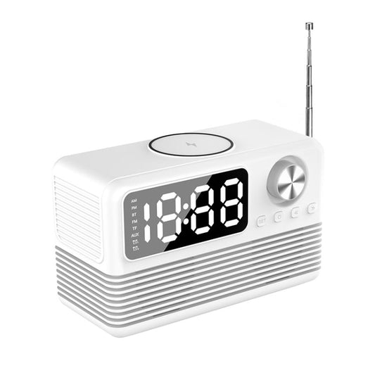 RYNX | BT509 LED Bluetooth 5.3 Speaker Alarm Clock Music Display Radio(White)