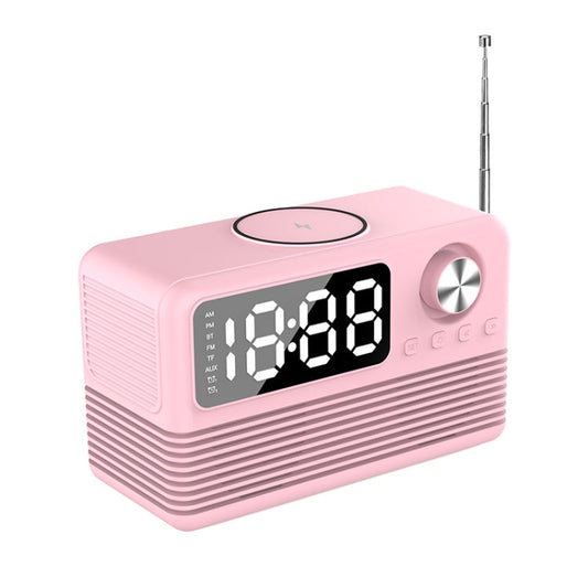 RYNX | BT509 LED Bluetooth 5.3 Speaker Alarm Clock Music Display Radio(Pink)
