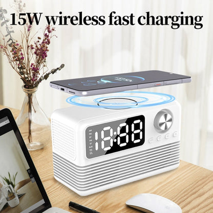 RYNX | BT509 LED Bluetooth 5.3 Speaker Alarm Clock Music Display Radio(Pink)