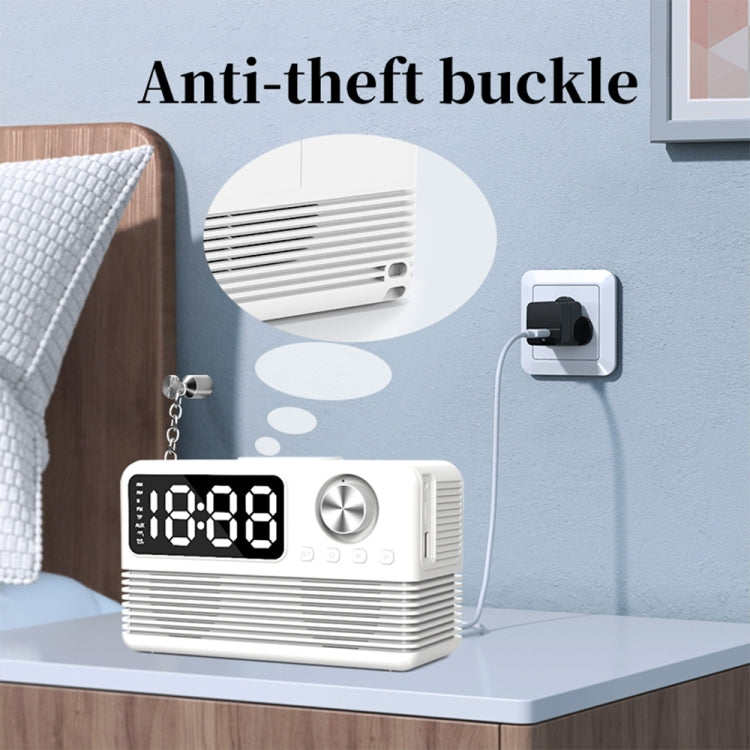 RYNX | BT509 LED Bluetooth 5.3 Speaker Alarm Clock Music Display Radio(White)