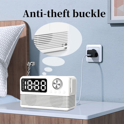 RYNX | BT509 LED Bluetooth 5.3 Speaker Alarm Clock Music Display Radio(White)