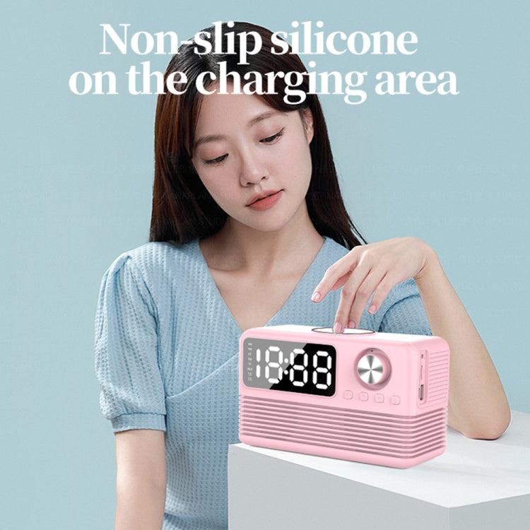 RYNX | BT509 LED Bluetooth 5.3 Speaker Alarm Clock Music Display Radio(Pink)