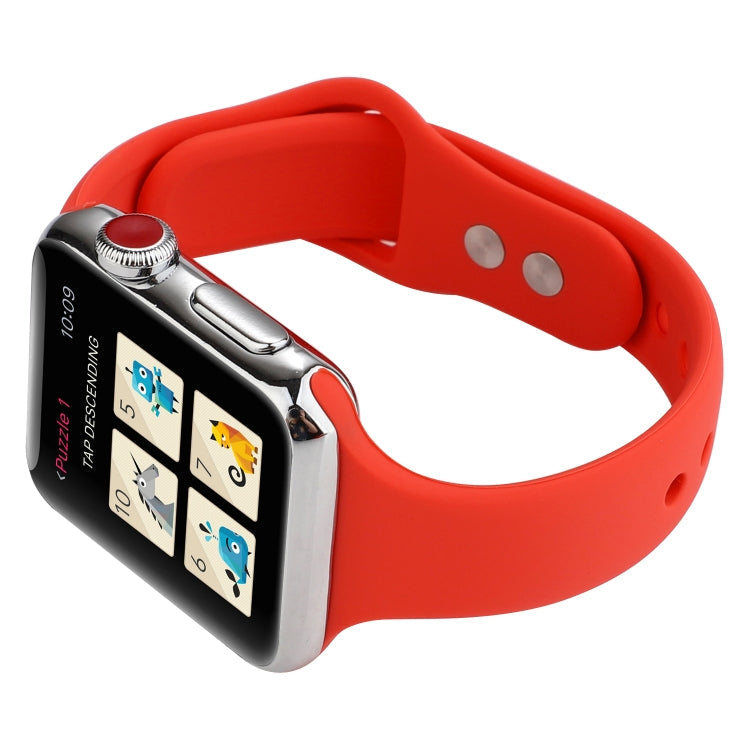 Rynx | For Apple Watch 5 & 4 44mm / 3 & 2 & 1 42mm Thin Silicone Double Buckle Watch Strap (Country Red)