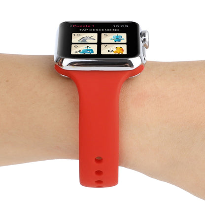 Rynx | For Apple Watch 5 & 4 44mm / 3 & 2 & 1 42mm Thin Silicone Double Buckle Watch Strap (Country Red)
