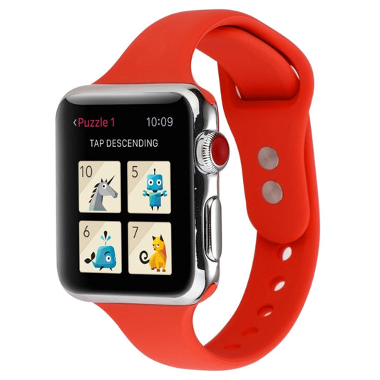 Rynx | For Apple Watch 5 & 4 44mm / 3 & 2 & 1 42mm Thin Silicone Double Buckle Watch Strap (Country Red)
