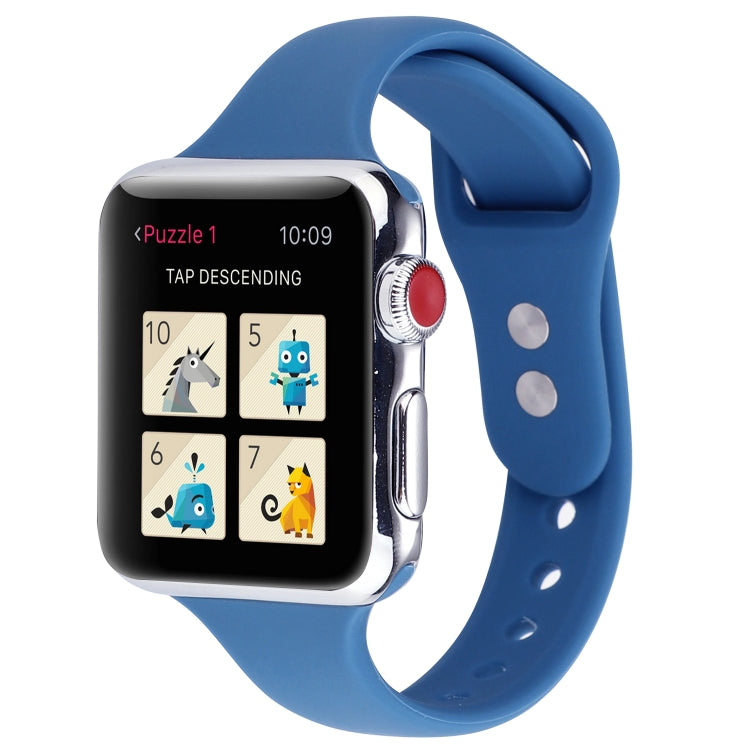 Rynx | For Apple Watch 5 & 4 44mm / 3 & 2 & 1 42mm Thin Silicone Double Closure Watch Band (Ceramic Blue)