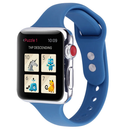 Rynx | For Apple Watch 5 & 4 44mm / 3 & 2 & 1 42mm Thin Silicone Double Closure Watch Band (Ceramic Blue)