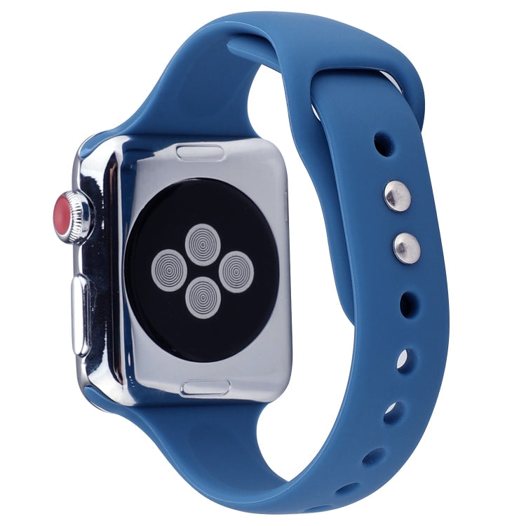 Rynx | For Apple Watch 5 & 4 44mm / 3 & 2 & 1 42mm Thin Silicone Double Closure Watch Band (Ceramic Blue)