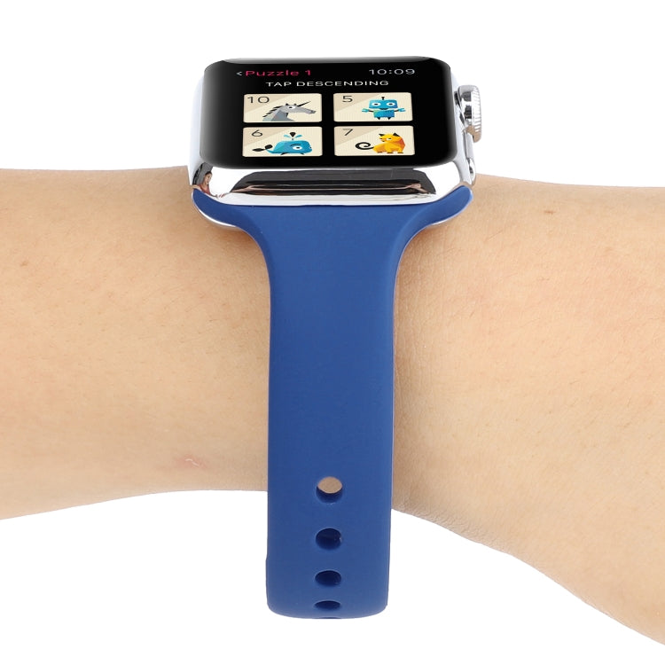 Rynx | For Apple Watch 5 & 4 44mm / 3 & 2 & 1 42mm Thin Silicone Double Closure Watch Band (Ceramic Blue)