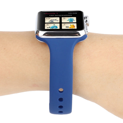 Rynx | For Apple Watch 5 & 4 44mm / 3 & 2 & 1 42mm Thin Silicone Double Closure Watch Band (Ceramic Blue)