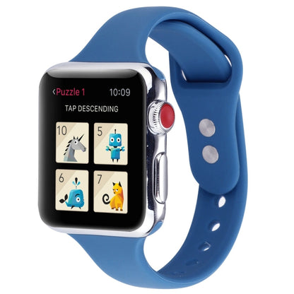 Rynx | For Apple Watch 5 & 4 44mm / 3 & 2 & 1 42mm Thin Silicone Double Closure Watch Band (Ceramic Blue)
