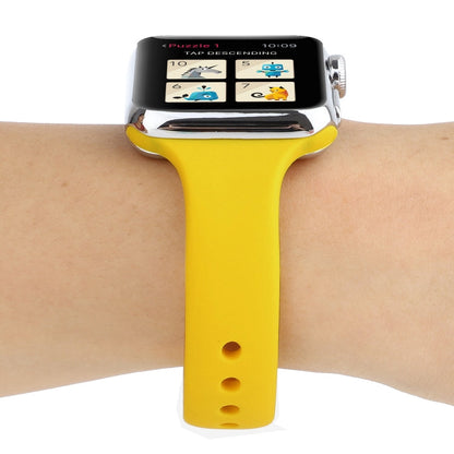 Rynx | For Apple Watch Series 7 41mm / 6 & SE & 5 & 4 40mm / 3 & 2 & 1 38mm Thin Silicone Double-Buckle Watch Band (Yellow)