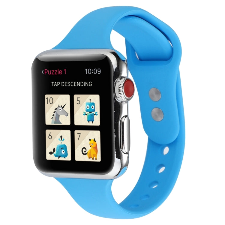 Rynx | For Apple Watch Series 8&7 41mm / SE 2&6&SE&5&4 40mm / 3&2&1 38mm Thin Silicone Double Closure Band (Blue)