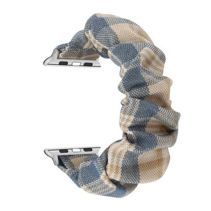 Rynx | For Apple Watch Series 7 41mm / 6 & SE & 5 & 4 40mm / 3 & 2 & 1 38mm JK Uniform Style Fabric + Stainless Steel Band (Khaki + Dark Blue) (Khaki + Dark Blue)