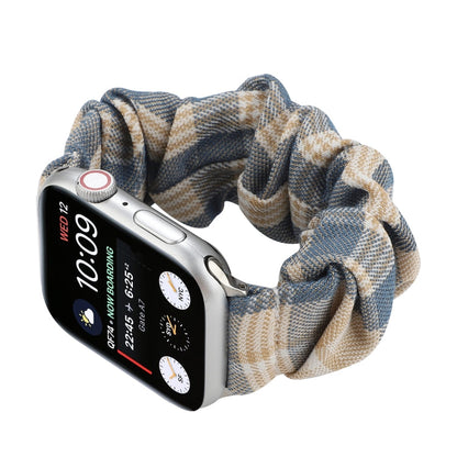 Rynx | For Apple Watch Series 7 41mm / 6 & SE & 5 & 4 40mm / 3 & 2 & 1 38mm JK Uniform Style Fabric + Stainless Steel Band (Khaki + Dark Blue) (Khaki + Dark Blue)