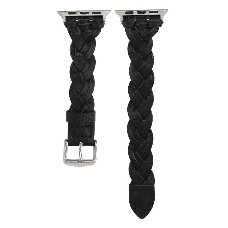 Rynx | For Apple Watch Ultra 49mm&Watch Ultra 2 49mm / Series 9&8&7 45mm / SE 3&SE 2&6&SE&5&4 44mm / 3&2&1 42mm Leather Braided Single Loop Watch Band (Black)