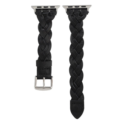 Rynx | For Apple Watch Ultra 49mm&Watch Ultra 2 49mm / Series 9&8&7 45mm / SE 3&SE 2&6&SE&5&4 44mm / 3&2&1 42mm Leather Braided Single Loop Watch Band (Black)