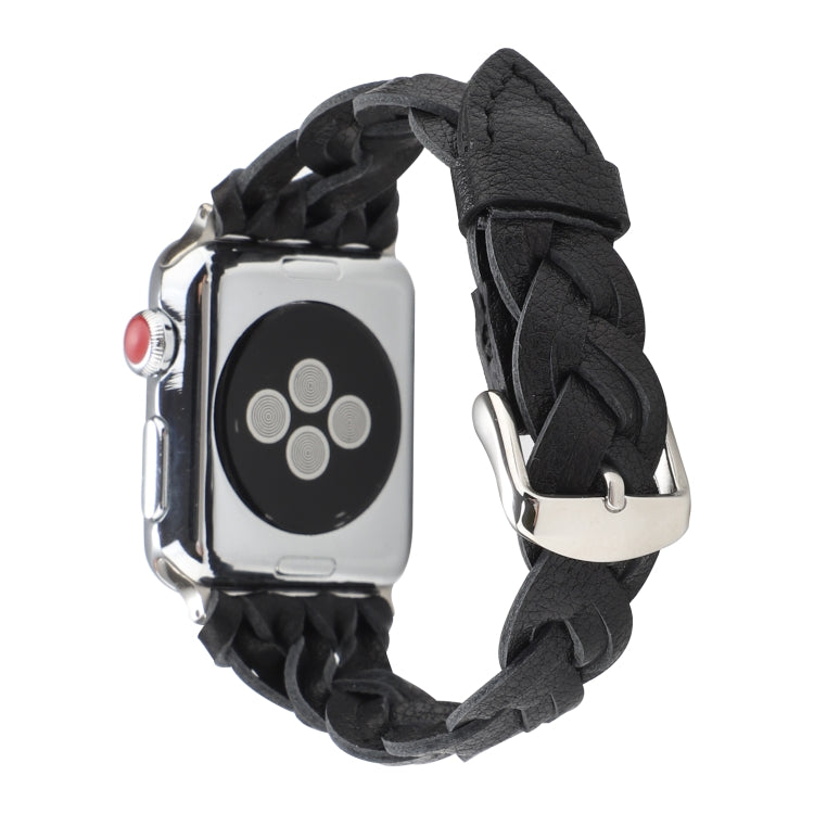 Rynx | For Apple Watch Ultra 49mm&Watch Ultra 2 49mm / Series 9&8&7 45mm / SE 3&SE 2&6&SE&5&4 44mm / 3&2&1 42mm Leather Braided Single Loop Watch Band (Black)