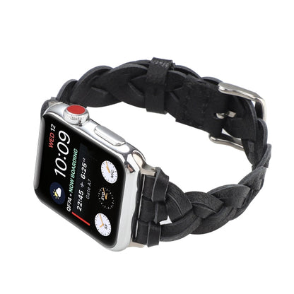 Rynx | For Apple Watch Ultra 49mm&Watch Ultra 2 49mm / Series 9&8&7 45mm / SE 3&SE 2&6&SE&5&4 44mm / 3&2&1 42mm Leather Braided Single Loop Watch Band (Black)