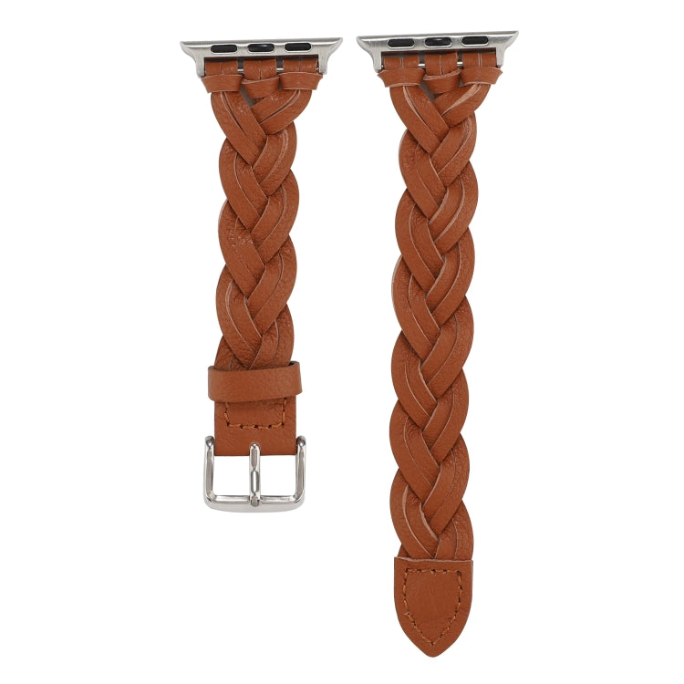 Rynx | For Apple Watch Ultra 49mm & Watch Ultra 2 49mm / Series 9 & 8 & 7 45mm / SE 3 & SE 2 & 6 & SE & 5 & 4 44mm / 3 & 2 & 1 42mm Leather Braided Single Loop Watch Band (Brown)