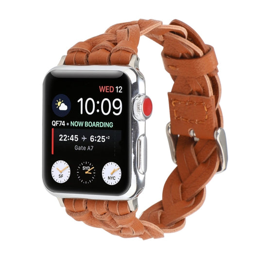 Rynx | For Apple Watch Ultra 49mm & Watch Ultra 2 49mm / Series 9 & 8 & 7 45mm / SE 3 & SE 2 & 6 & SE & 5 & 4 44mm / 3 & 2 & 1 42mm Leather Braided Single Loop Watch Band (Brown)