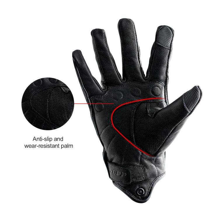 Rynx | WUPP CS-1047A Motorcycle Racing Cycling Windproof Leather Full Finger Gloves, Size:XXL(Black)