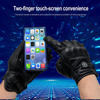 Rynx | WUPP CS-1047A Motorcycle Racing Cycling Windproof Leather Full Finger Gloves, Size:XXL(Black)