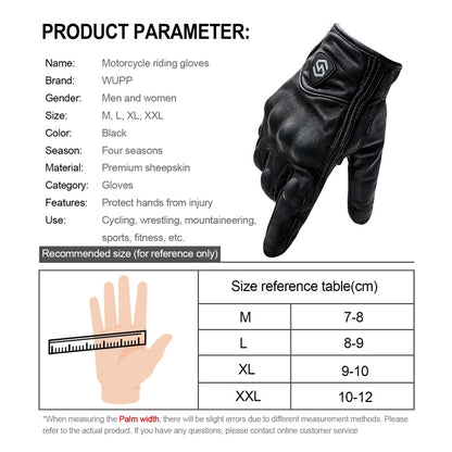 Rynx | WUPP CS-1047A Motorcycle Racing Cycling Windproof Leather Full Finger Gloves, Size:XXL(Black)