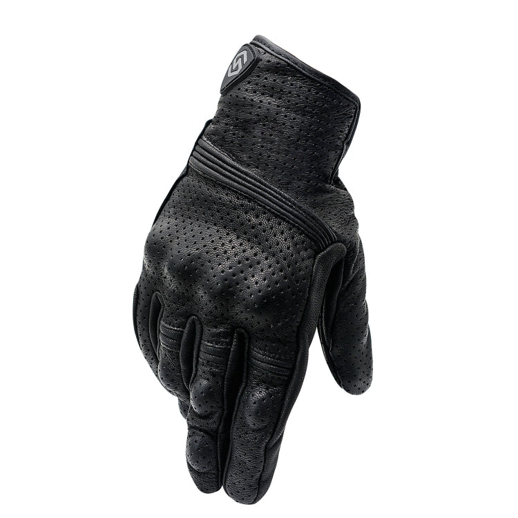 Rynx | WUPP CS-1049A Outdoor Motorcycle Cycling Breathable Leather Full Finger Gloves with Holes, Size:XXL(Black)